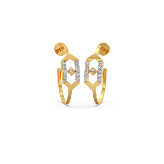 Hexora-Moving Diamond Nexus Hoop Earrings - Yellow