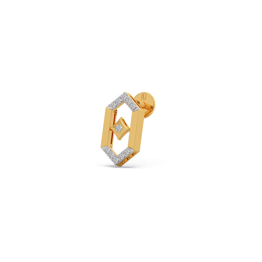 Flutter Diamond Hex Link Stud Earrings - Yellow
