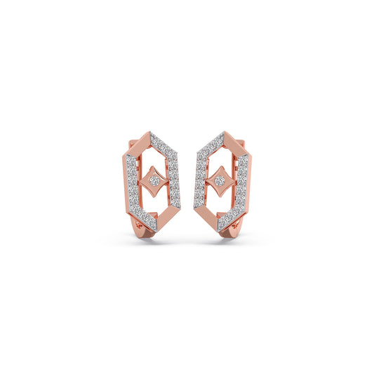 Hexa-Core Diamond Hoop Earrings - Rose