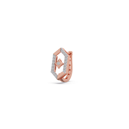 Hexa-Core Diamond Hoop Earrings - Rose