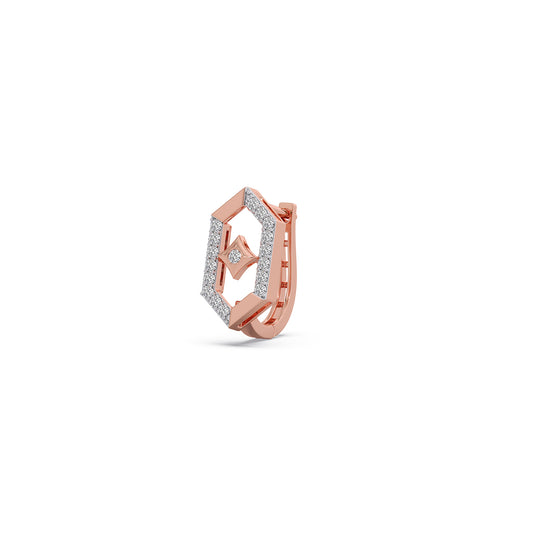 Hexa-Core Diamond Hoop Earrings - Rose