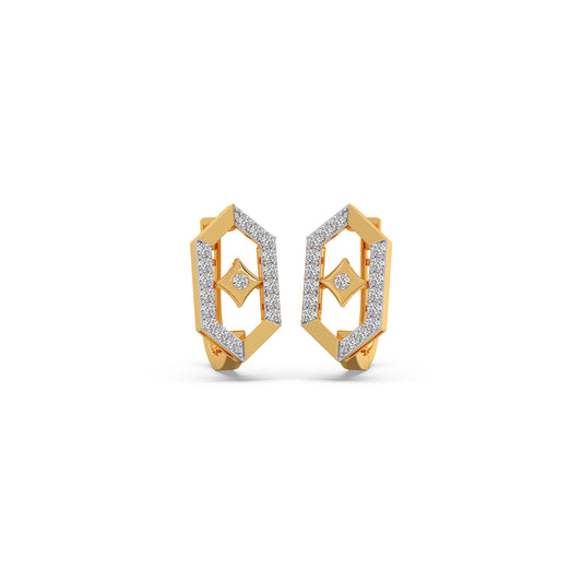 Hexa-Core Diamond Hoop Earrings - Yellow