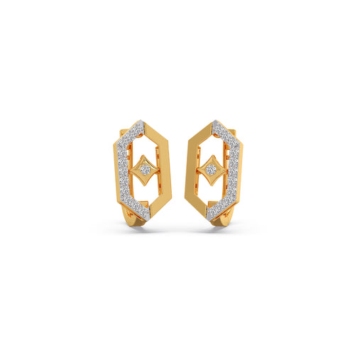 Hexa Rhombus Diamond Hoop Earrings