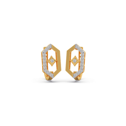 Hexa Rhombus Diamond Hoop Earrings - Yellow