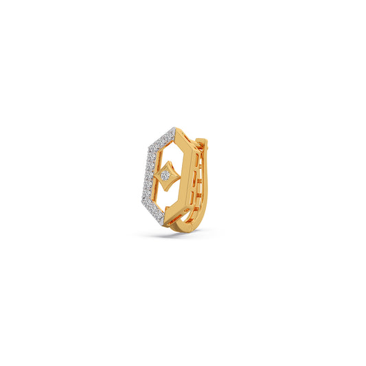 Hexa Rhombus Diamond Hoop Earrings - Yellow