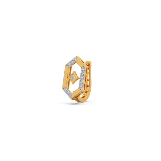 Lattice Diamond Hoop Earrings - Yellow