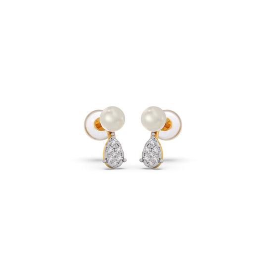 Pearl Dewdrop Diamond Drop Earrings - Yellow