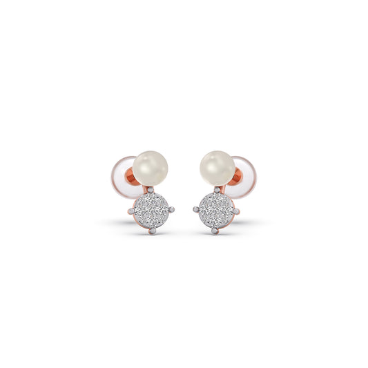 Everlasting Bloom Pearls Diamond Earrings - Rose