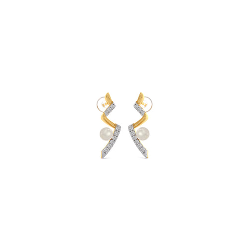 Willow-Twist Pearls Diamond Studs Earring