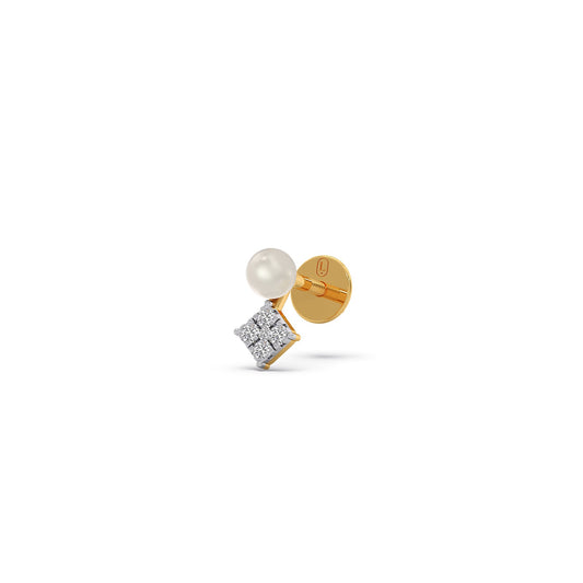 lozenge Pearls Diamond Studs Earring - Yellow