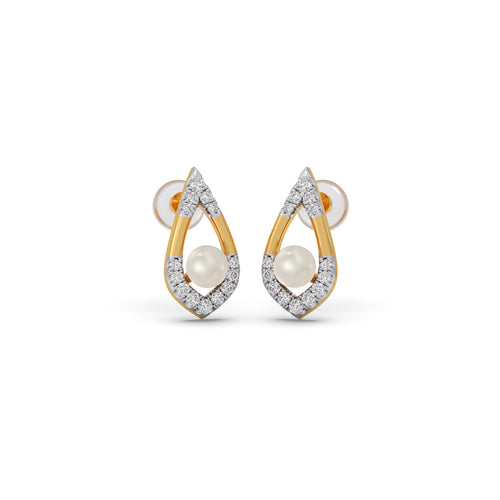 Selene Pearl Diamond Stud Earrings