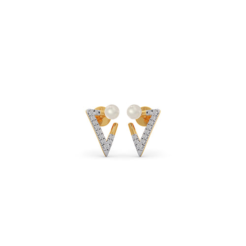 Luminous Pearl Chevron Diamond Earrings