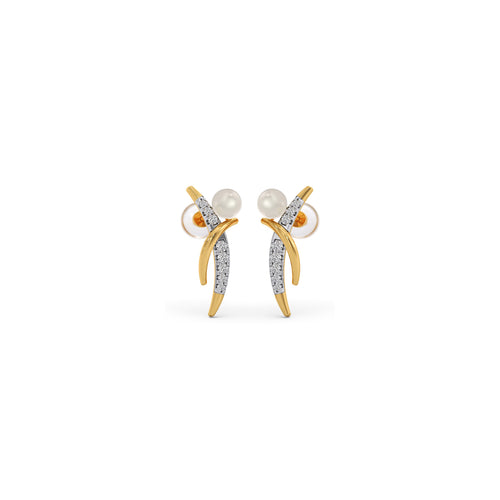 Comet-Pearls Diamond Studs Earring