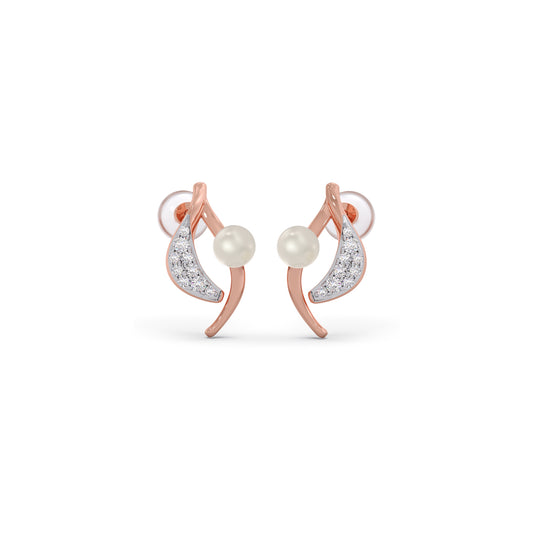 Mist Pearl Diamond Stud Earrings - Rose