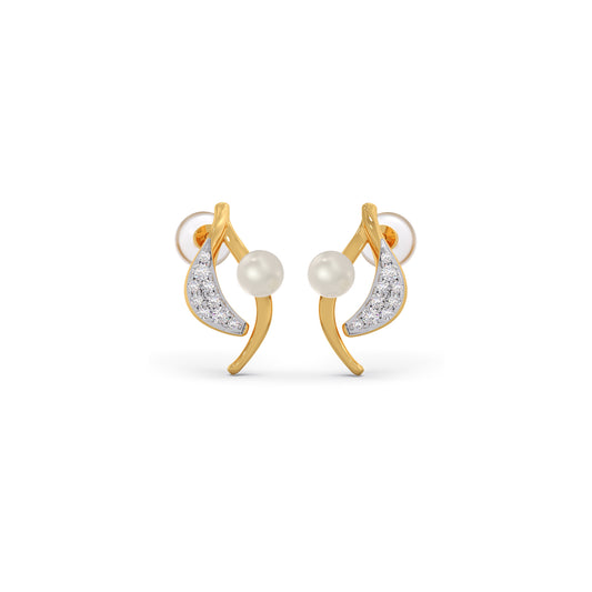 Mist Pearl Diamond Stud Earrings - Yellow