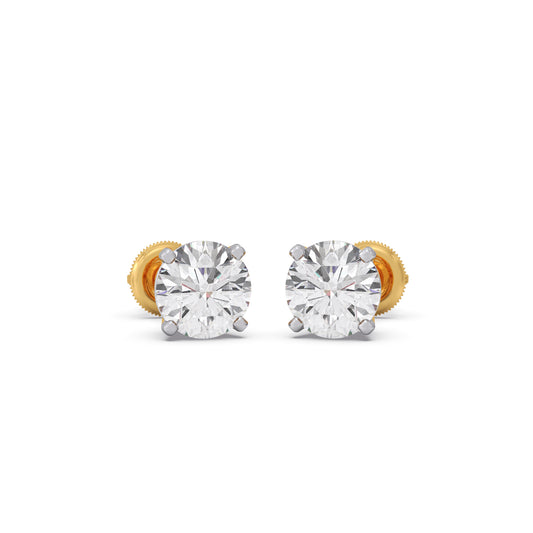 Minimalist Round Solitaire Stud Earrings - Yellow