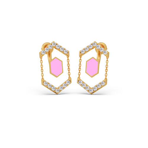 Hexora-enamel Antique Diamond Earrings
