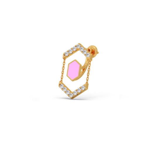 Hexora-enamel Antique Diamond Earrings - Yellow