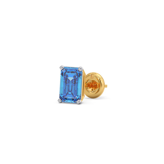 Swiss Blue Colour Diamond Stud Earrings - Yellow