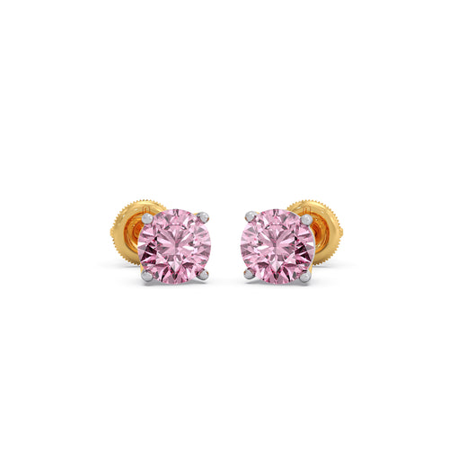 Rose Quartz Colour Diamond Stud Earrings
