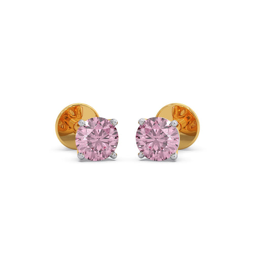 Rose Quartz Colour Diamond Stud Earrings