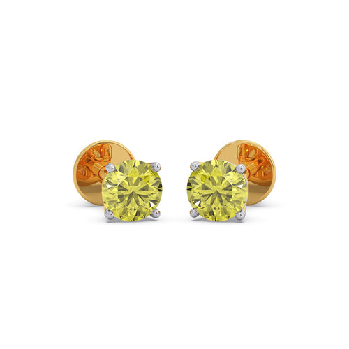 Lemon Quartz Colour Diamond Stud Earrings