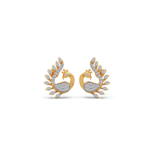 Majestic Peacock Diamond Earrings - Yellow