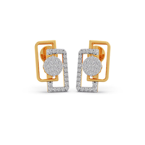 Glinting Grid Diamond Stud Earrings
