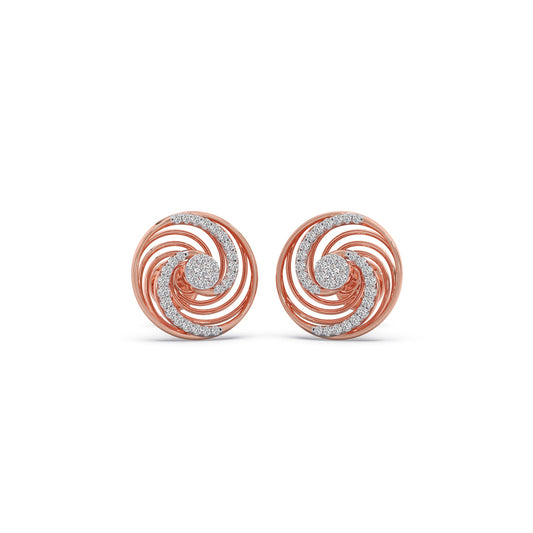 Arabesque Swirl Diamond Stud Earrings - Rose