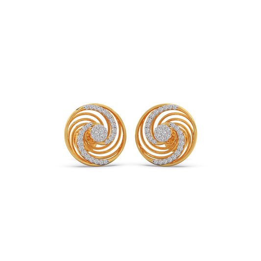 Arabesque Swirl Diamond Stud Earrings - Yellow