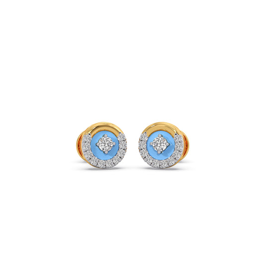 Cotton Candy Swirling Diamond Stud Earrings - Yellow