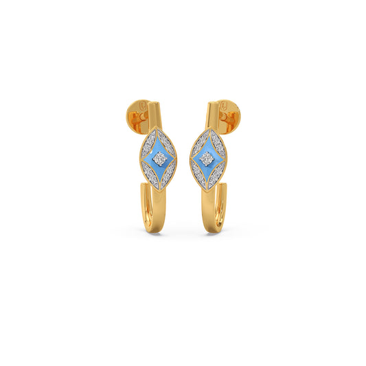 Cotton Candy Skyline Diamond J-Hoop Earrings - Yellow