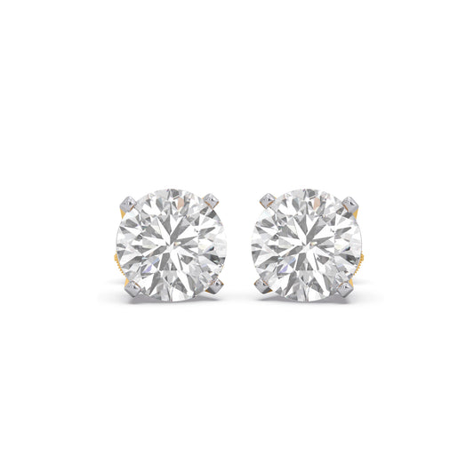Luminous Round Solitaire Stud Earrings - Yellow