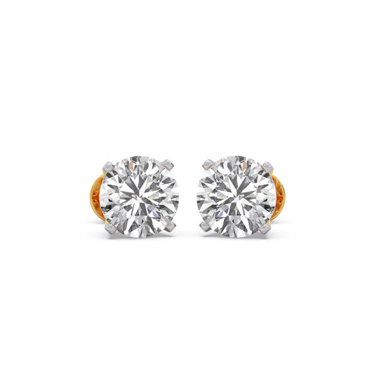 Luminous Round Solitaire Stud Earrings - Yellow