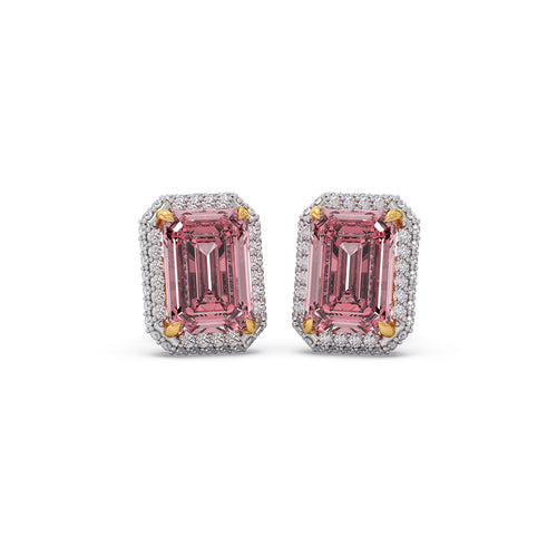 Halo Aura Emerald Gemstone Stud Earrings