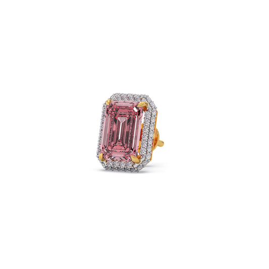Halo Aura Emerald Gemstone Stud Earrings - Yellow
