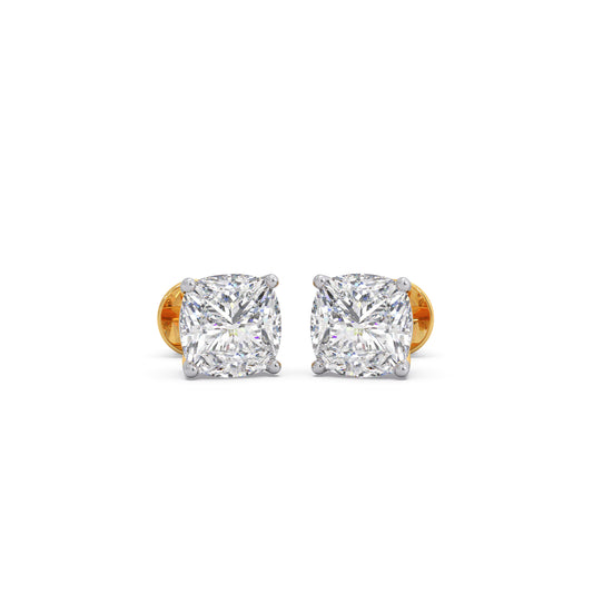 4ct Classic Cushion Solitaire Stud Earrings - Yellow