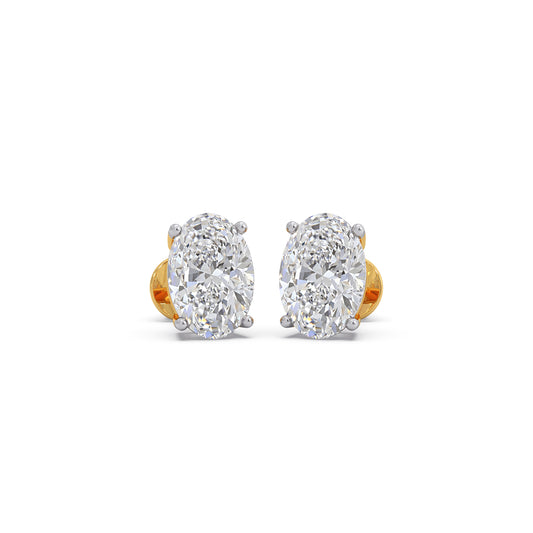 4ct Luminous Oval Solitaire Stud Earrings - Yellow