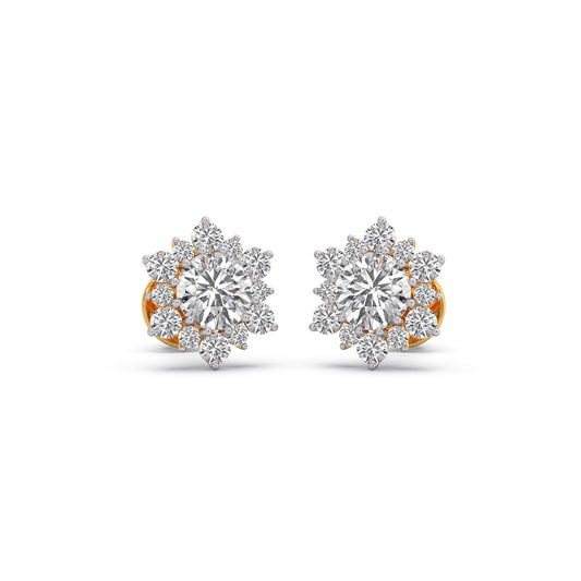 1.45 ct Nakshatra Classic Round Diamond Stud Earrings - Yellow