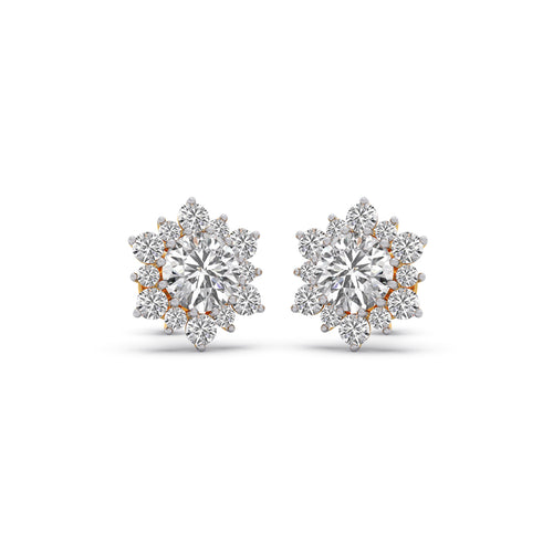 2.54 ct Nakshatra Cluster Round Diamond Stud Earrings