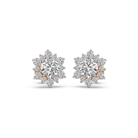 2.54 ct Nakshatra Cluster Round Diamond Stud Earrings - Yellow
