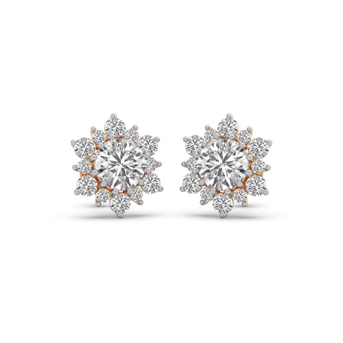 3.16 ct Nakshatra Sparkling Round Diamond Stud Earrings