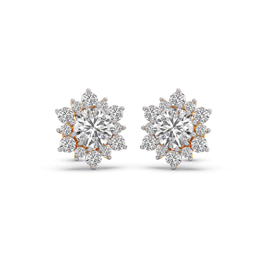 3.16 ct Nakshatra Sparkling Round Diamond Stud Earrings - Yellow