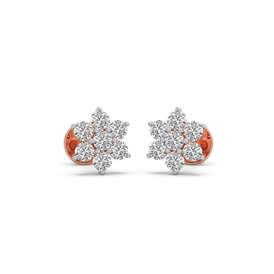 Nakshatra Dazzling Round Diamond Stud Earrings - Rose