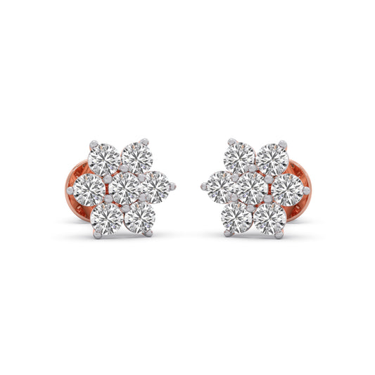 Nakshatra Luminous Round Diamond Stud Earrings - Rose