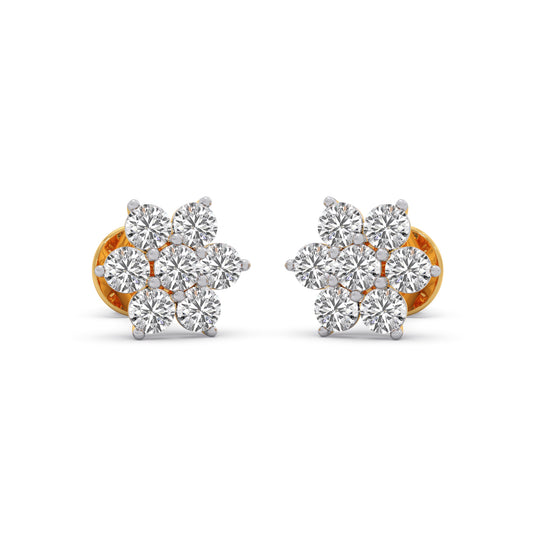 Nakshatra Luminous Round Diamond Stud Earrings - Yellow
