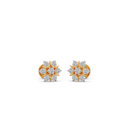 Nakshatra Floral Cluster Diamond Stud Earrings