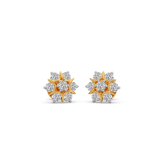 Nakshatra Tara Cluster Diamond Stud Earrings - Yellow