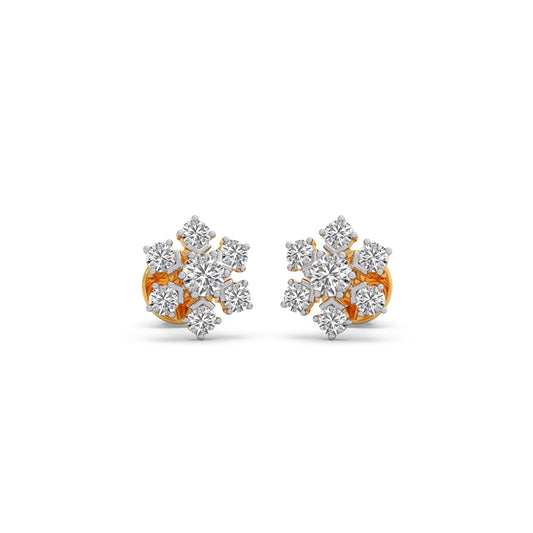 Nakshatra Rosette Cluster Diamond Stud Earrings - Yellow