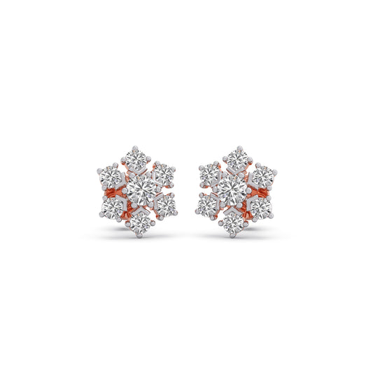 Nakshatra Bloom Cluster Diamond Stud Earrings - Rose